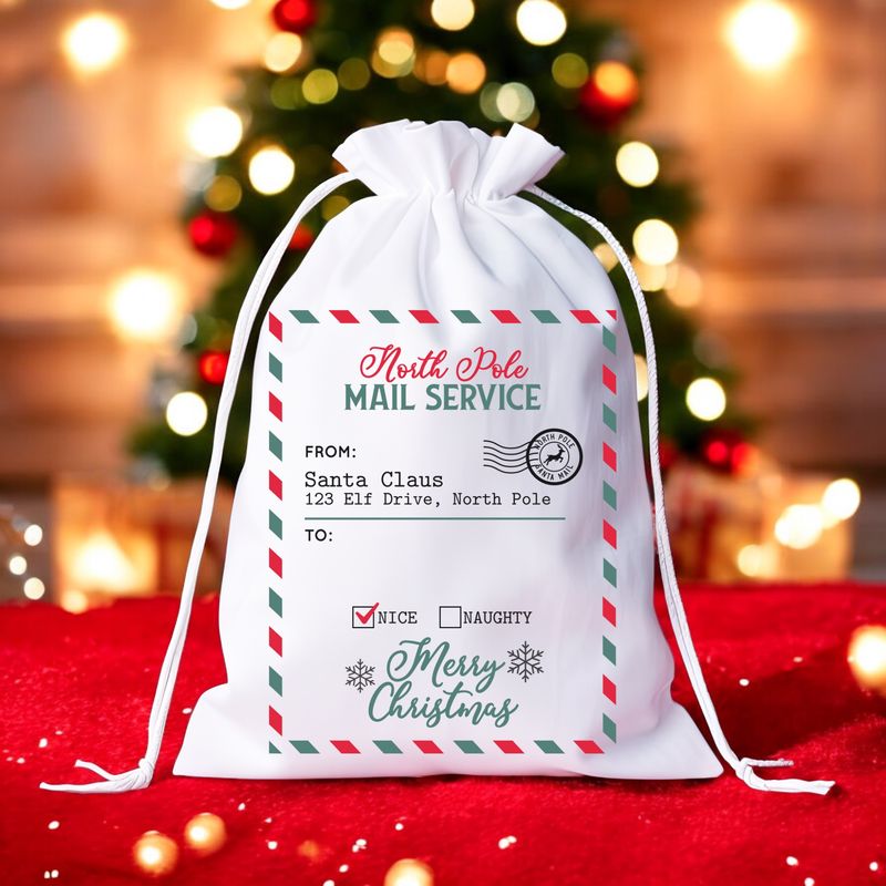 Gepersonaliseerde North Pole Mail Service Cadeautas – Kerstcadeauzak van de Kerstman