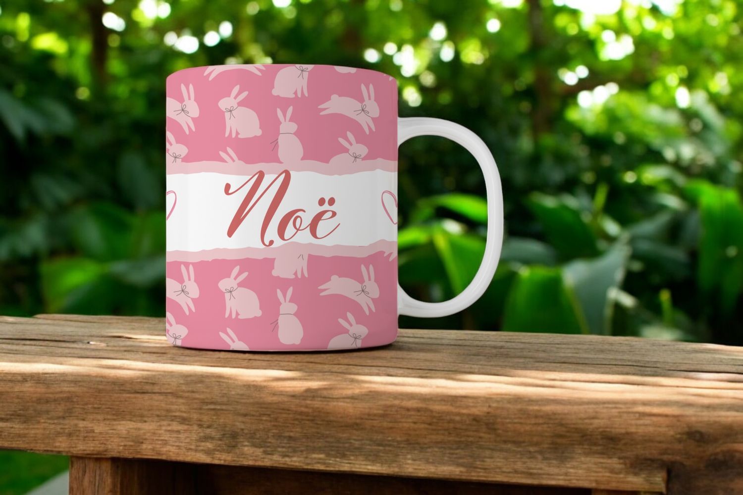 Paasmok met Naam – Roze Voorjaarsdesign met Konijnenoren &amp; Madeliefjes