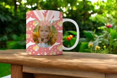 Gepersonaliseerde Paasmok met Foto – Konijntjes &amp; Bloemen Design