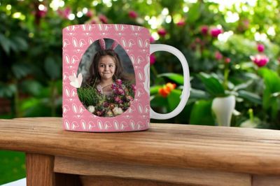 Gepersonaliseerde Paasmok met Foto – Unieke Paascadeau met Schattig Konijnenoor-Design