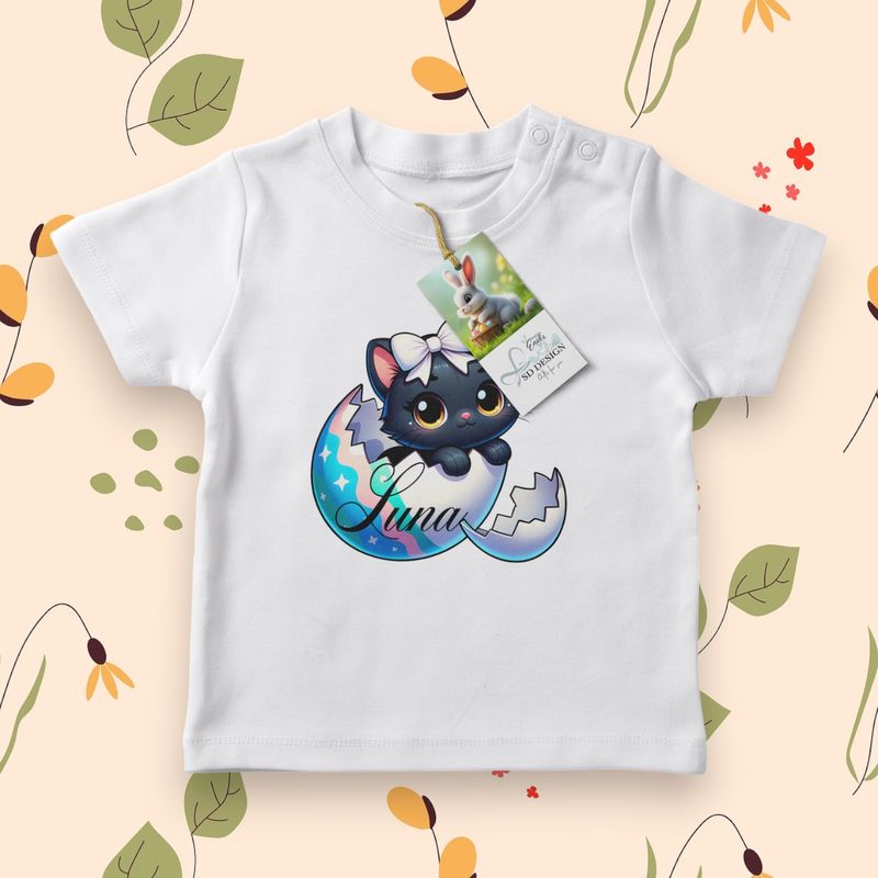 T-shirt Pasen – Schattig Katje uit Paasei