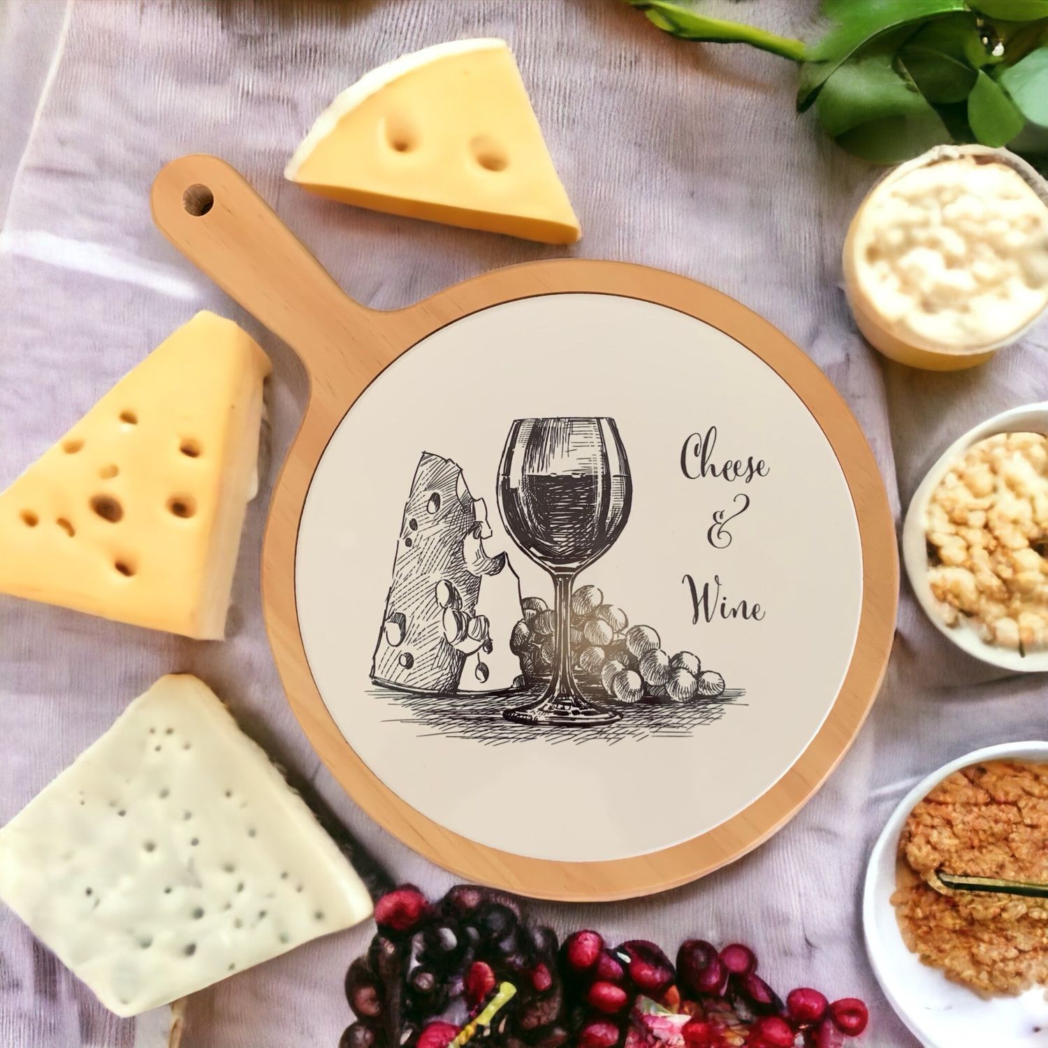 Serveerplank “Cheese &amp; Wine” – Voor de Bourgondische Mama