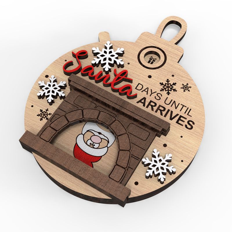 Houten kerst ornament aftelkalender – Days Until Santa Arrives