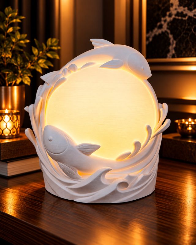 Lampka Nocna LED Dwie Rybki RGBW z pilotem