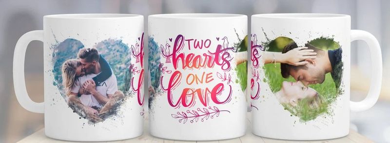2 Herzen eine Liebe Tasse
