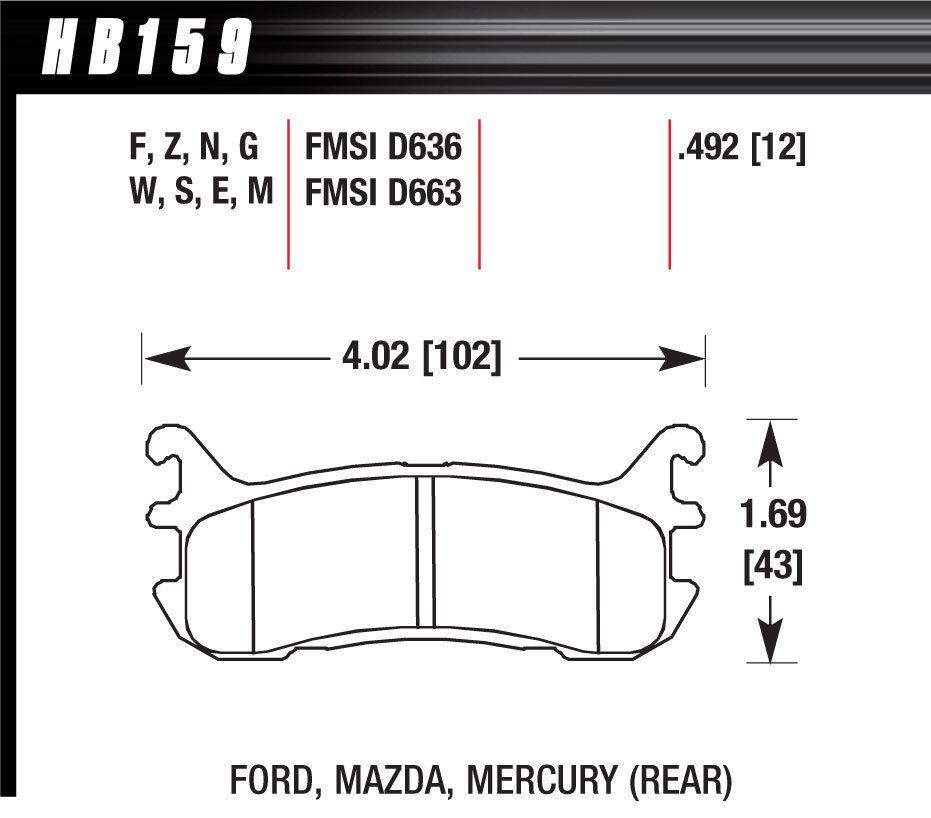 HAWK BRAKEStreet Brake Pads Rear Miata DTC 60