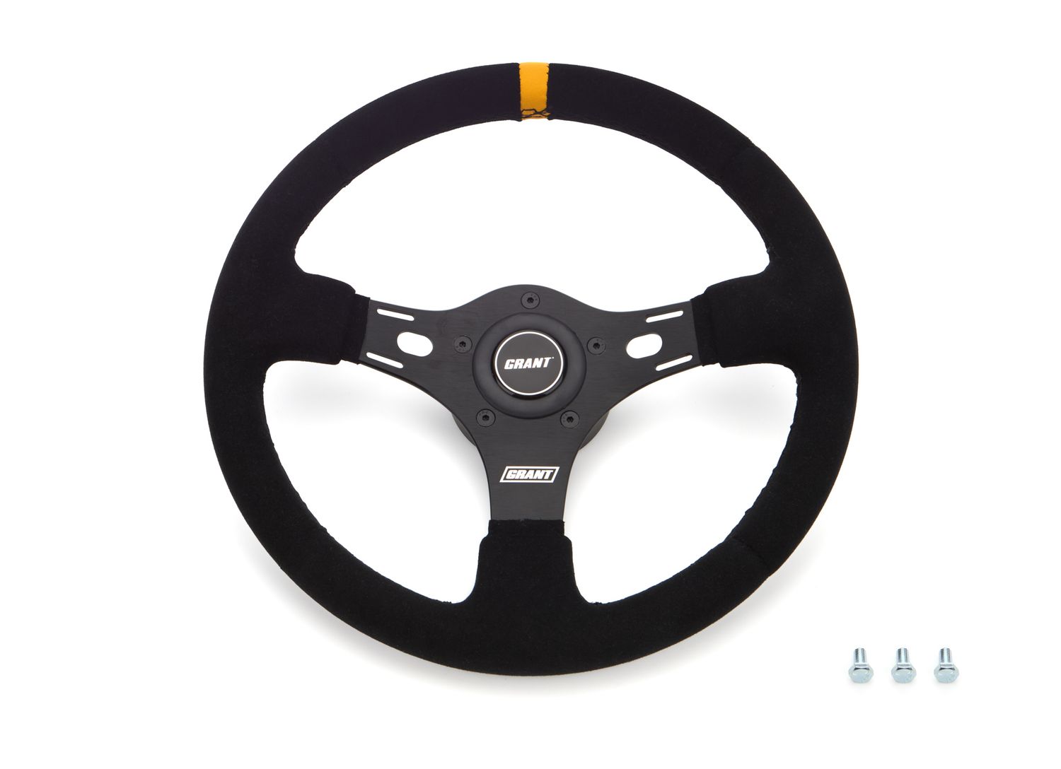 GRANT13in Yellow Stripe Race Steering Wheel Suede