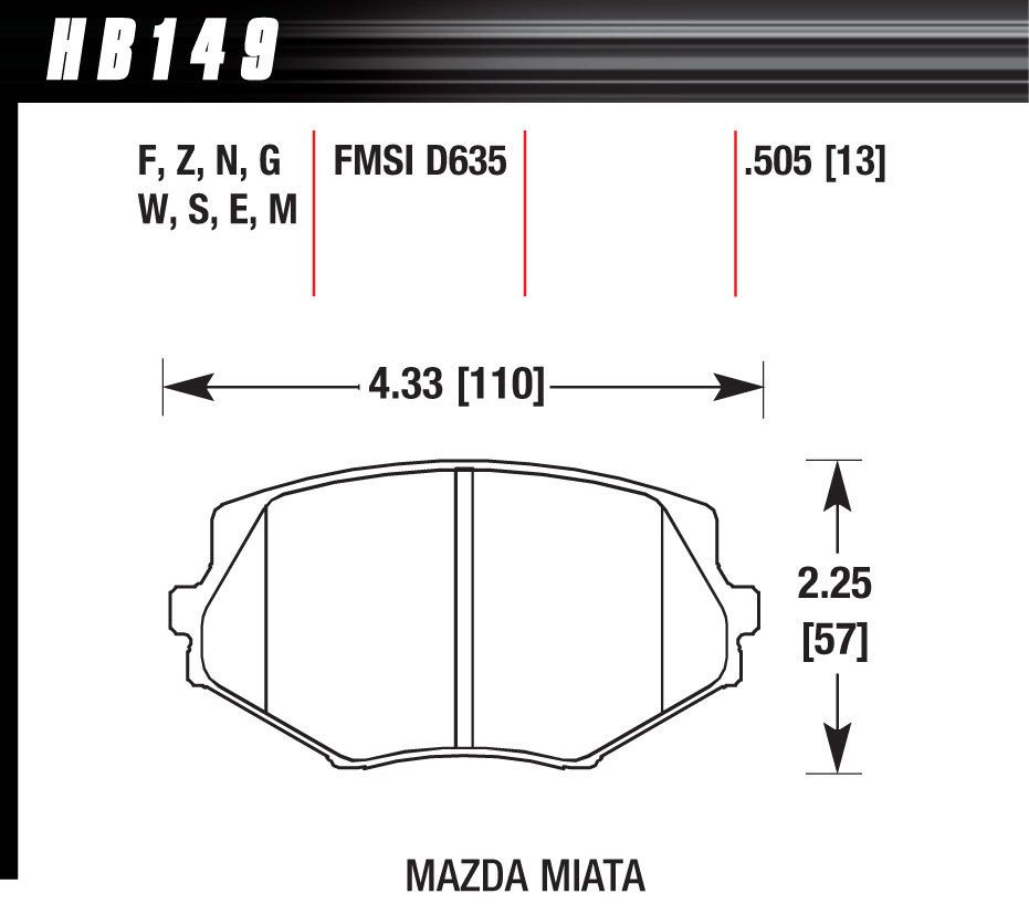 HAWK BRAKEBrake Pads Front Mazda Miata MX-5 DTC-60