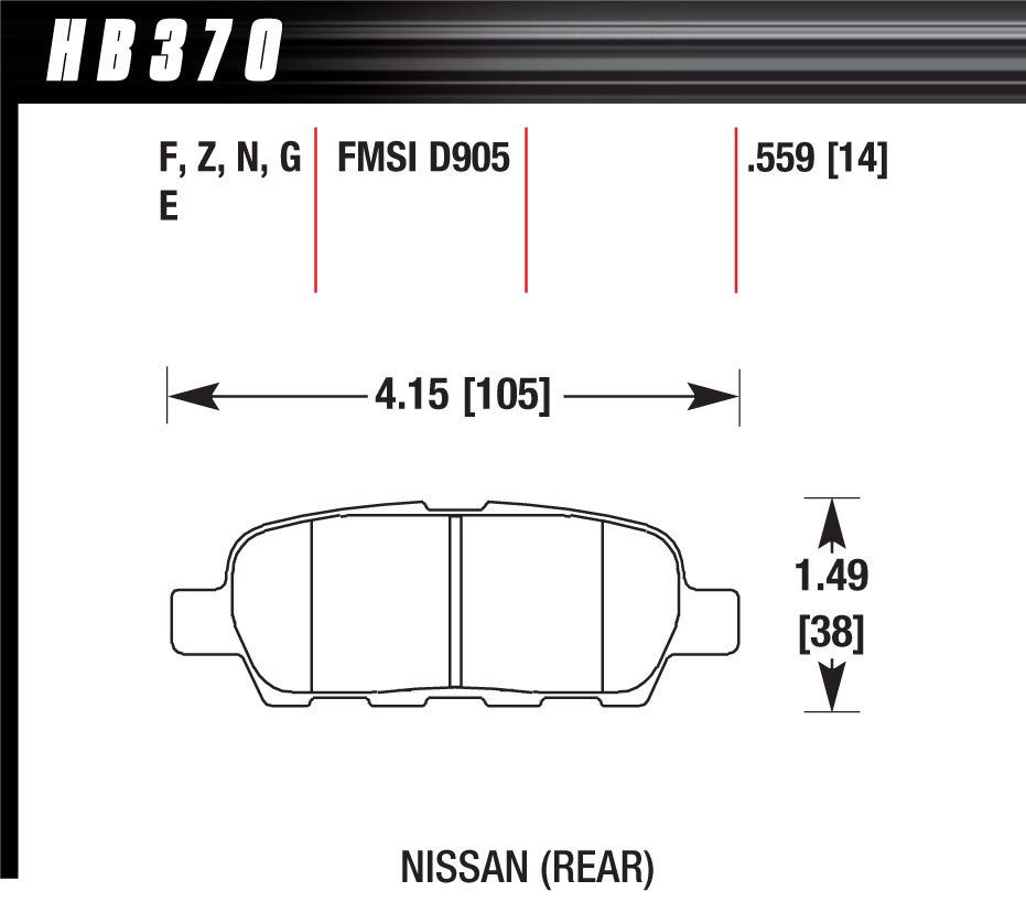 HAWK BRAKEBrake Pad HP Plus Nissan Rear