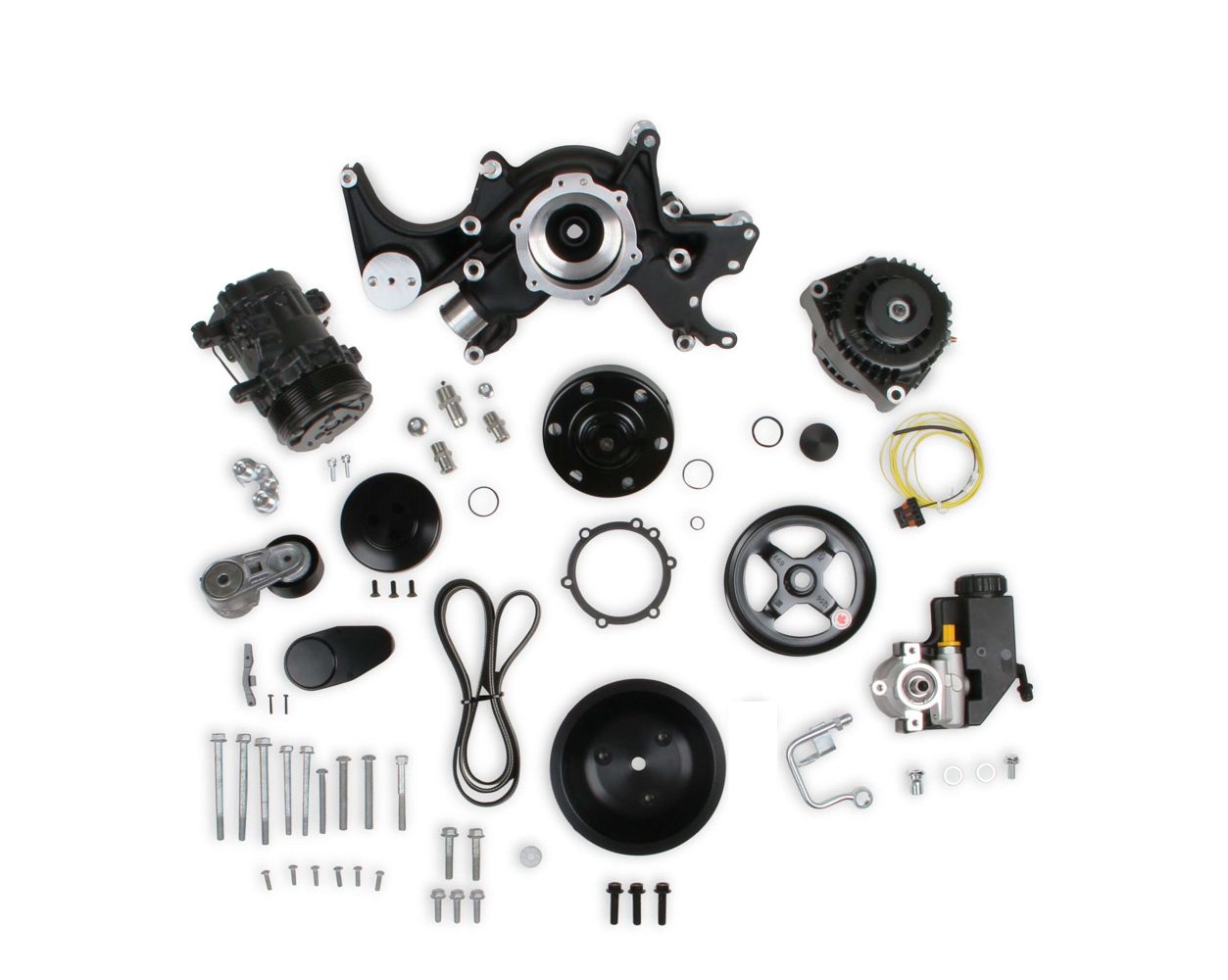 HOLLEYMid-Mount Acc. Drive Sys SBC - Black Finish