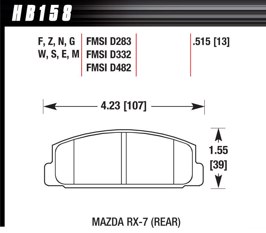 HAWK BRAKEStreet Brake Pads Rear Mazda RX-7 HPS