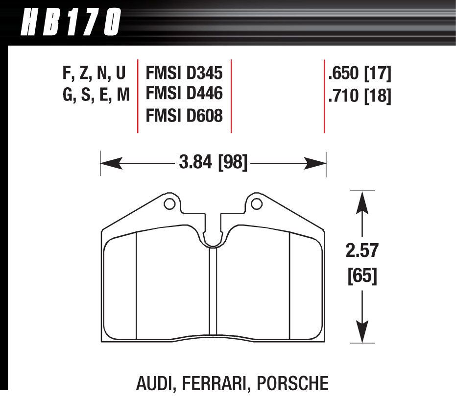 HAWK BRAKEBRAKE PAD MASERATI PORSCHE FERRARI FR & RR