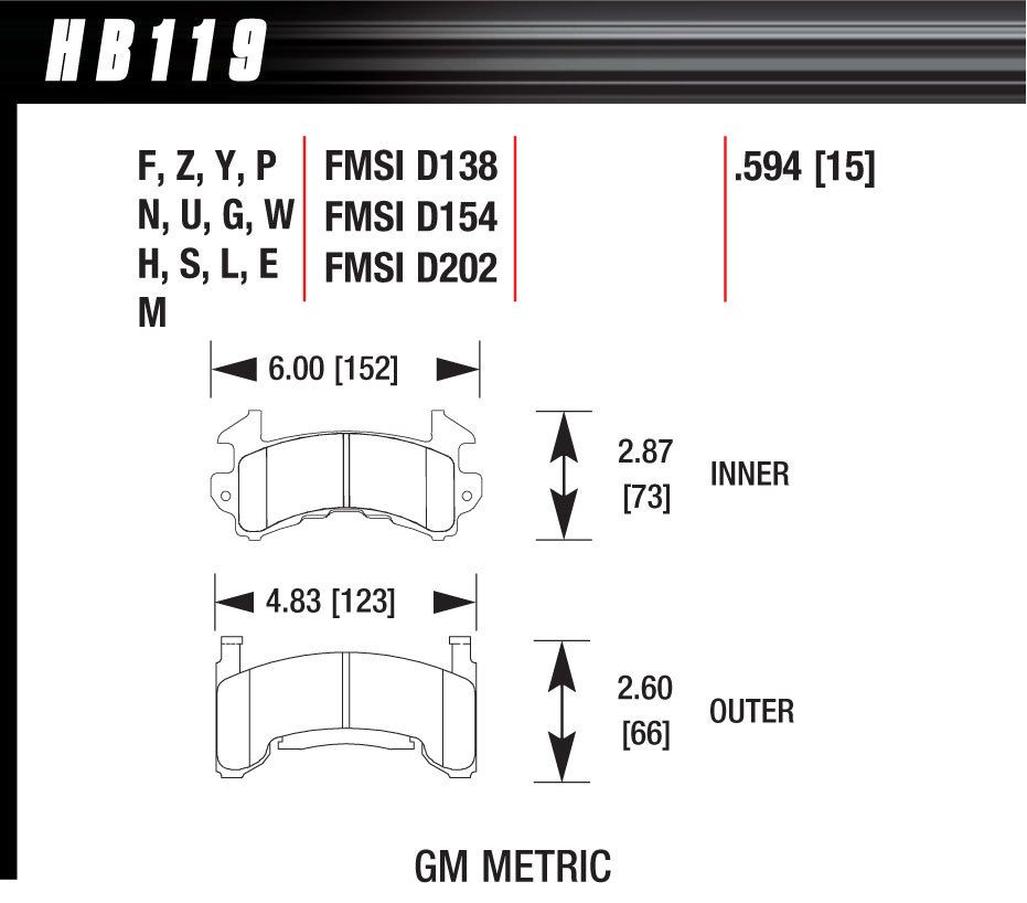 HAWK BRAKEMetric GM HT-10