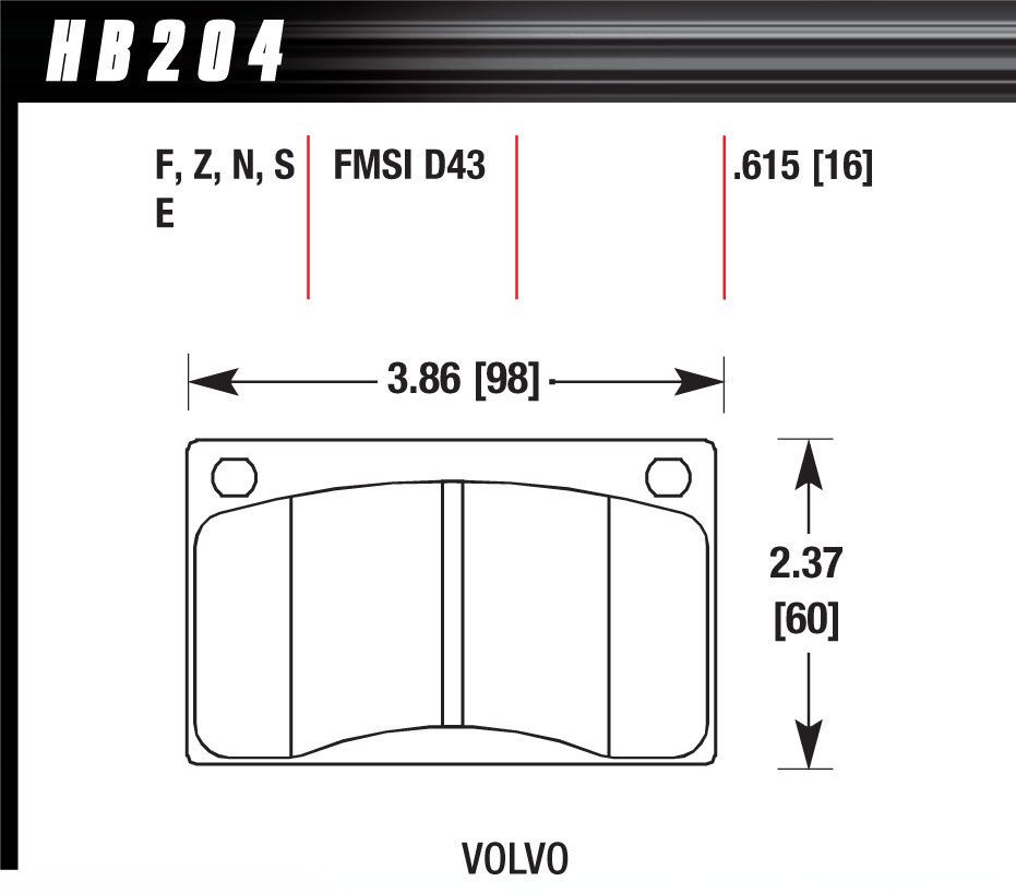 HAWK BRAKEBrake Pads Volvo Front HP Plus