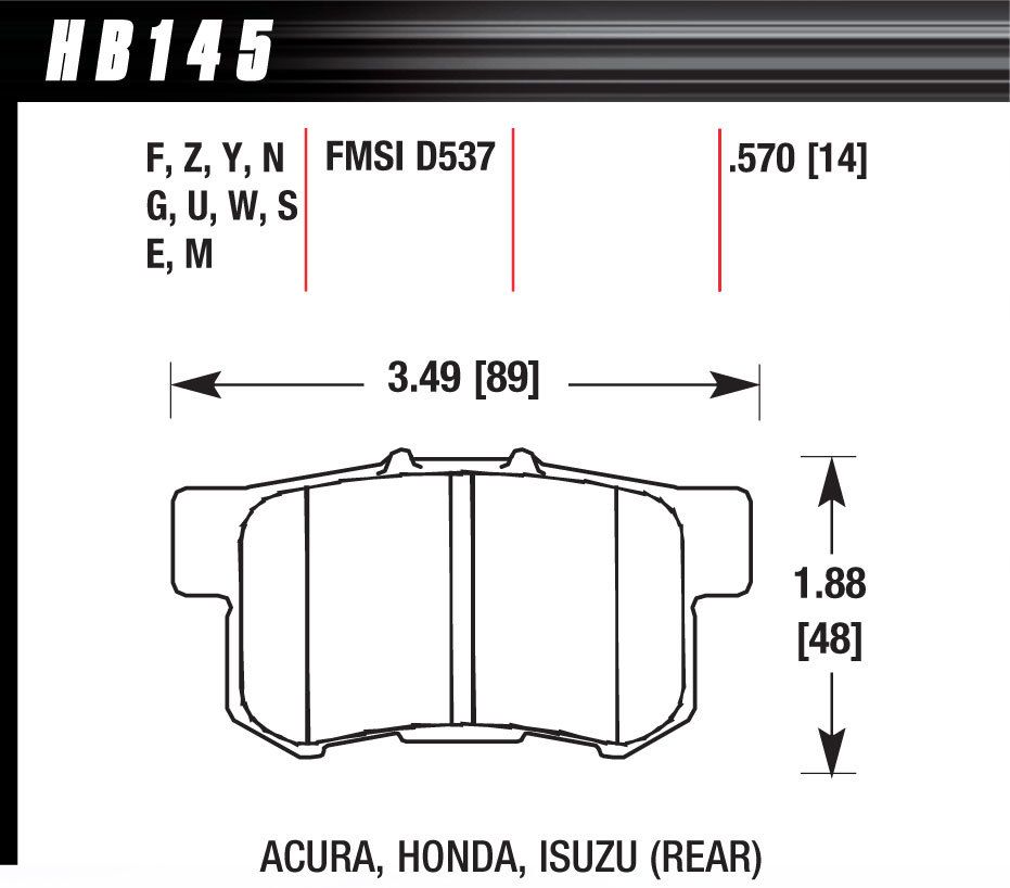 HAWK BRAKEStreet Brake Pads Rear Honda HP Plus