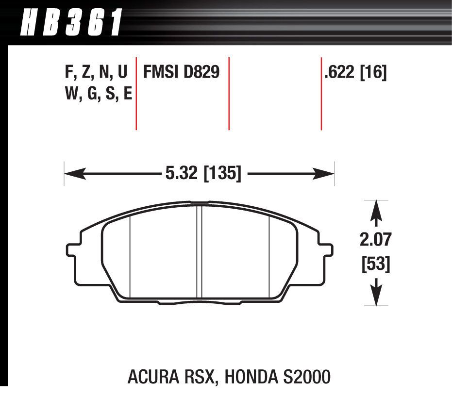HAWK BRAKEStreet Brake Pads Front RSX / S2000 HP Plus