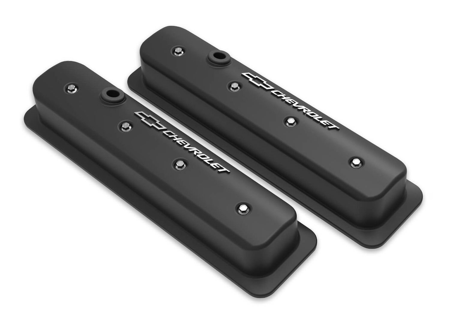 HOLLEYSBC Muscle Car Valve Covers w/Holes Black