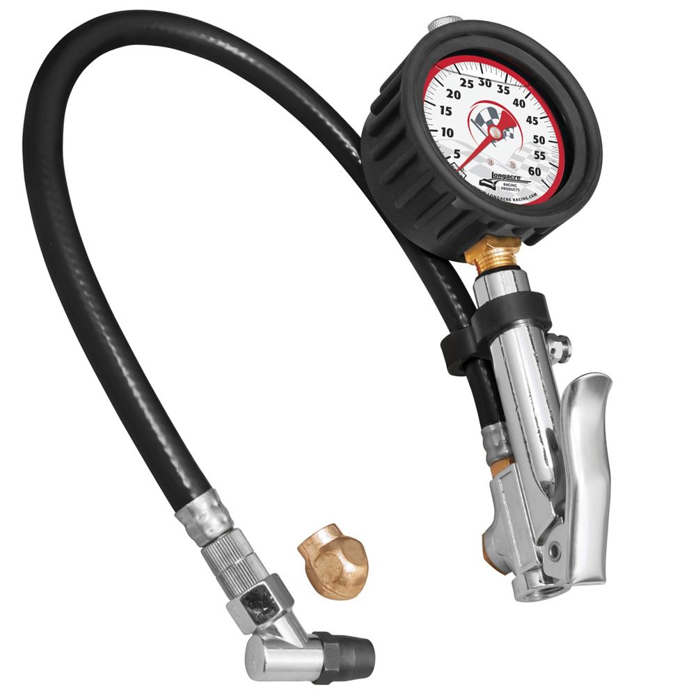 LONGACRETire Gauge Quick Fill 0-60psi 2-1/2in Glow