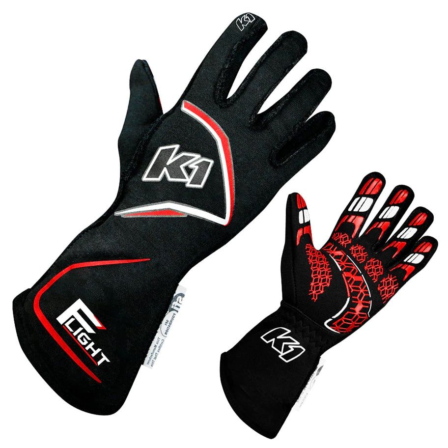 K1 RACEGEARGloves Flight Medium Black-Red