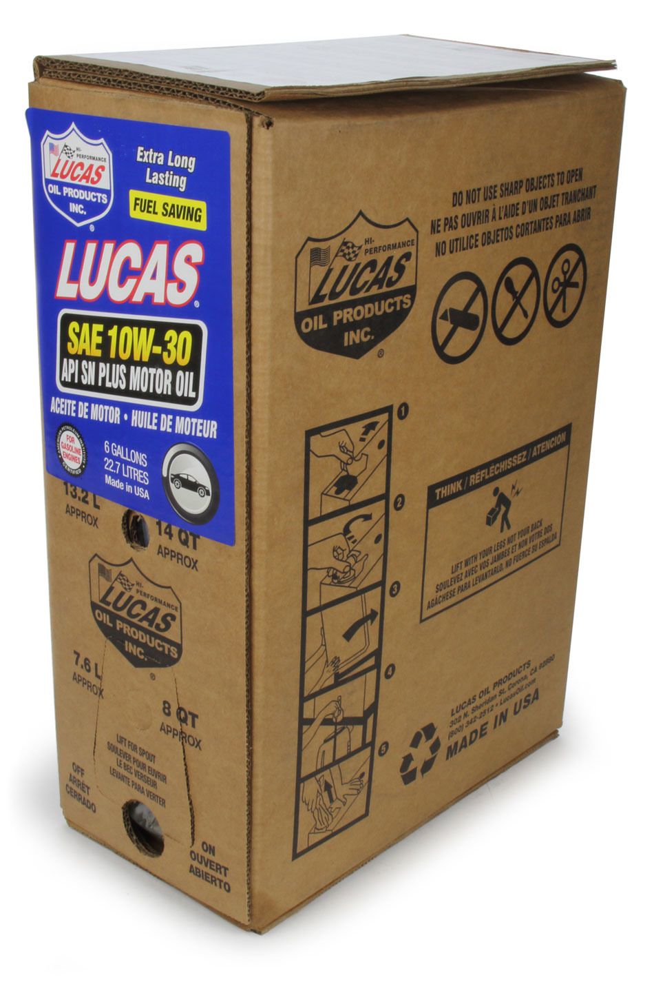 LUCAS OILSAE 10W30 Motor Oil 6 Gallon Bag In Box