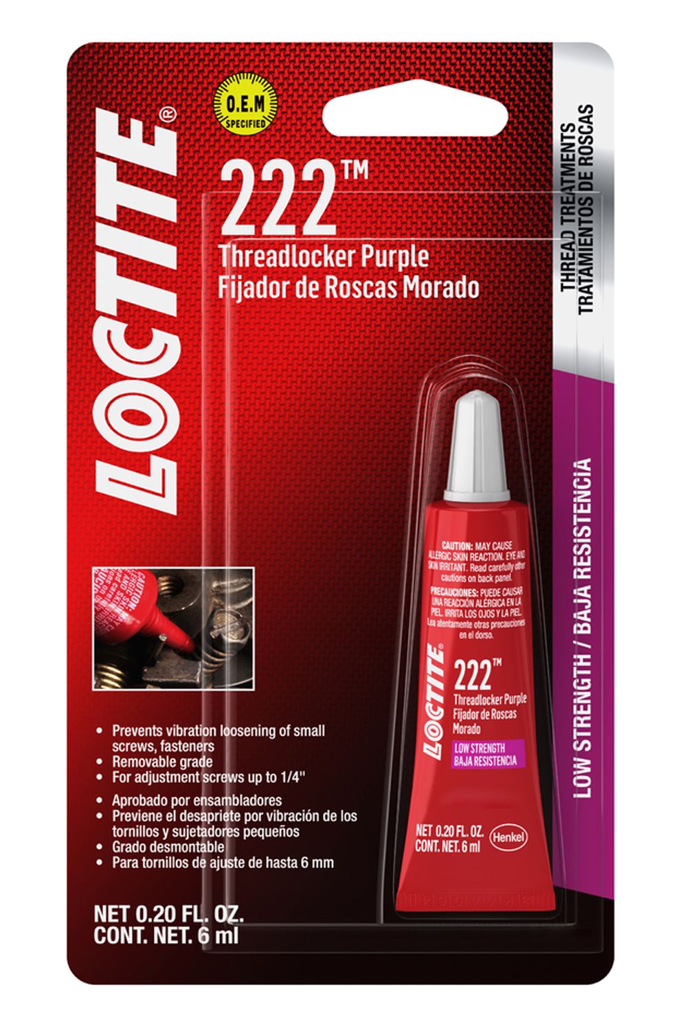 LOCTITEThreadlocker 222 Low Str ength Purple 6ml