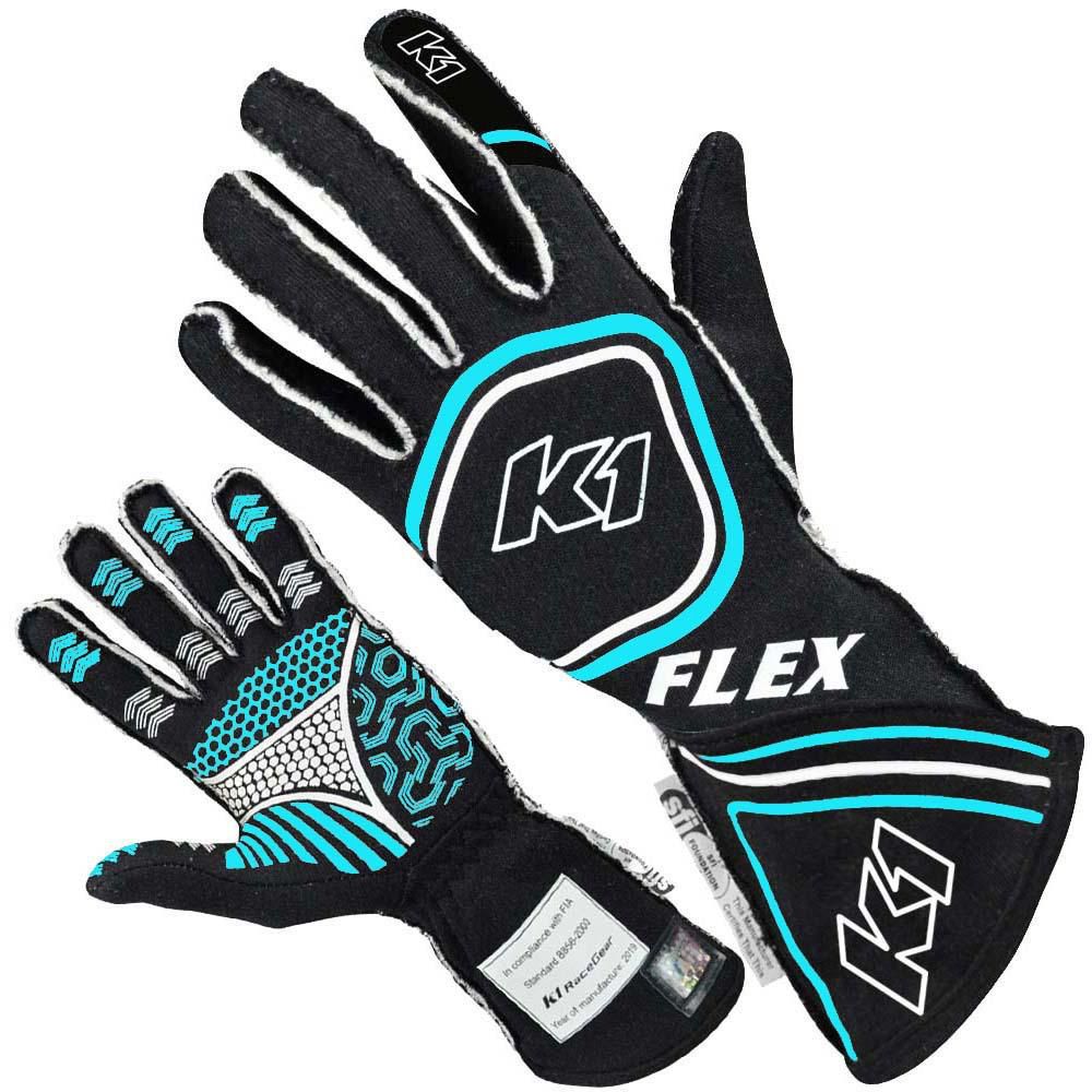 K1 RACEGEARGlove Flex Small Black / Flo Blue SFI / FIA