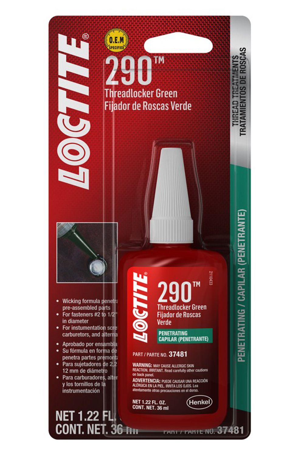 LOCTITEThreadlocker 290 Wicking Green 36ml/1.22oz