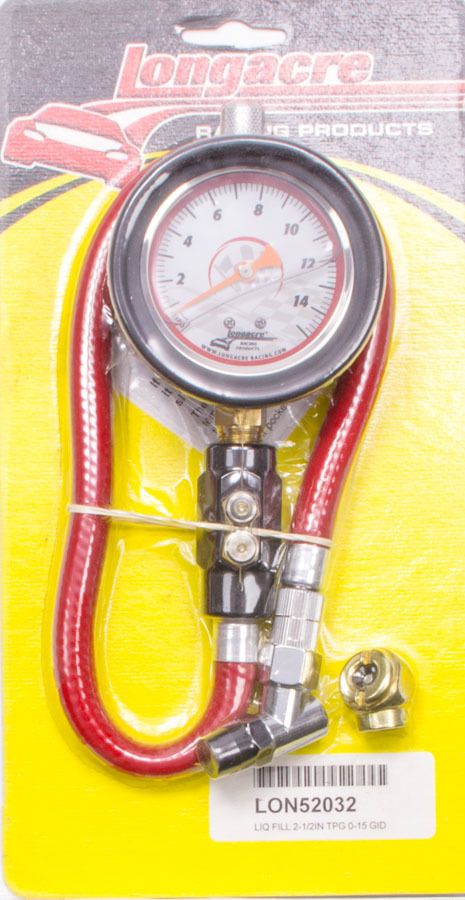 LONGACRETire Gauge 0-15PSI 2.5in GID Dual Bleed
