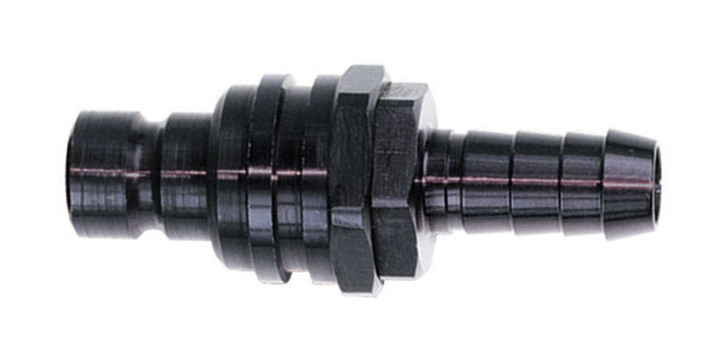 JIFFY-TITEQ/R #6 Str Male Plug w/ Hose Barb Valved Black