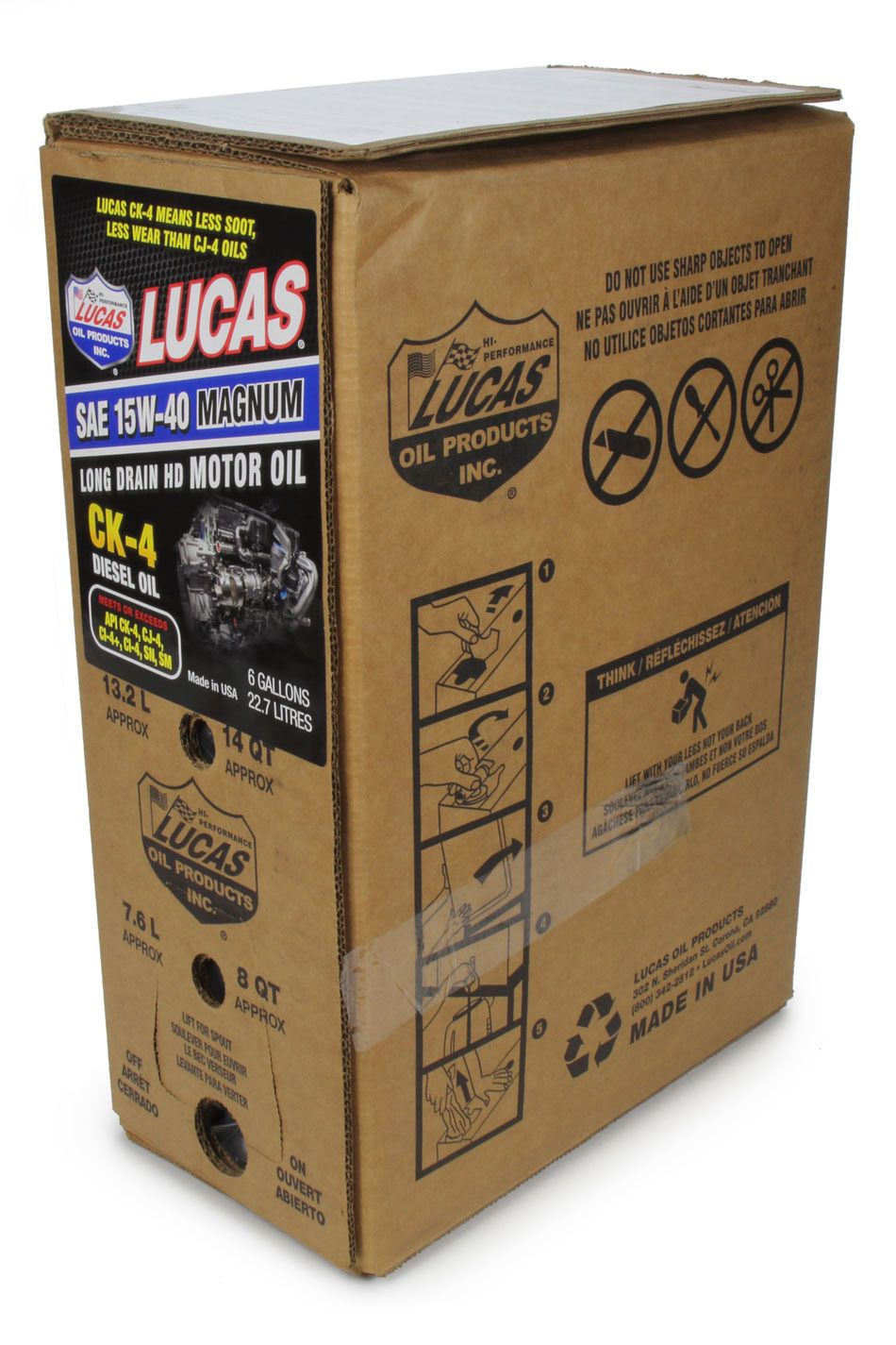 LUCAS OILSAE 15W40 CK-4 Truck Oil 6 Gallon Bag In Box