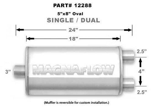 MAGNAFLOW PERF EXHAUSTStainless Muffler 3in Inlet/Dual 2.5in Out