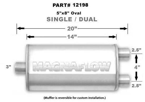 MAGNAFLOW PERF EXHAUSTStainless Muffler 3in Inlet/Dual 2.5in Out