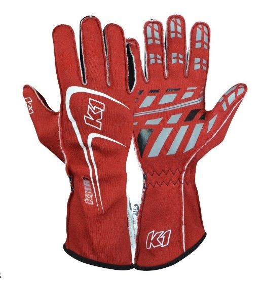K1 RACEGEARGlove Track1 Red Large SFI 5