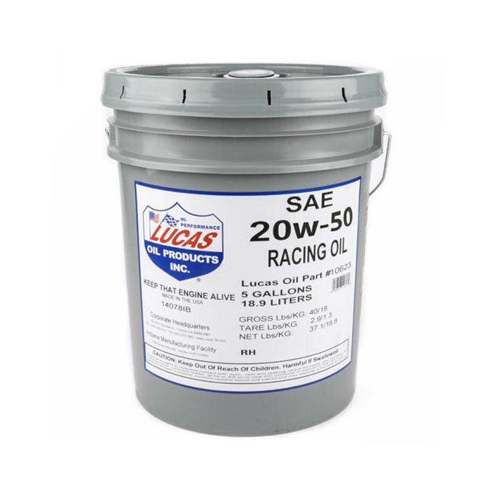 LUCAS OILSAE 20W-50 Racing Motor Oil 5 Gallon Pail