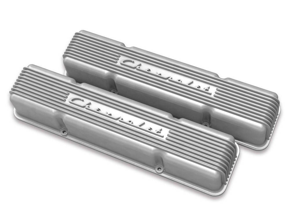 HOLLEYSBC Valve Covers Finned Vintage Series Natural