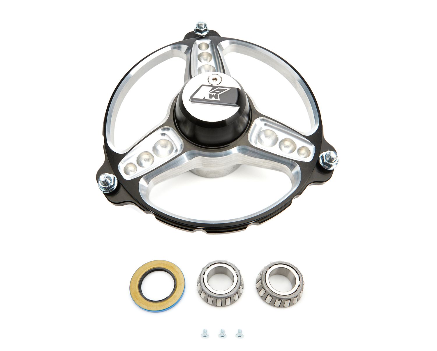 KEIZER ALUMINUM WHEELS, INC.Front Hub Black 3 Spoke Direct Mount w/Bearings