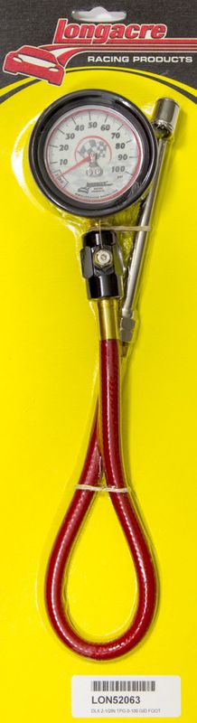 LONGACRETire Gauge 0-100PSI 2.5 in GID Deluxe Foot Valve