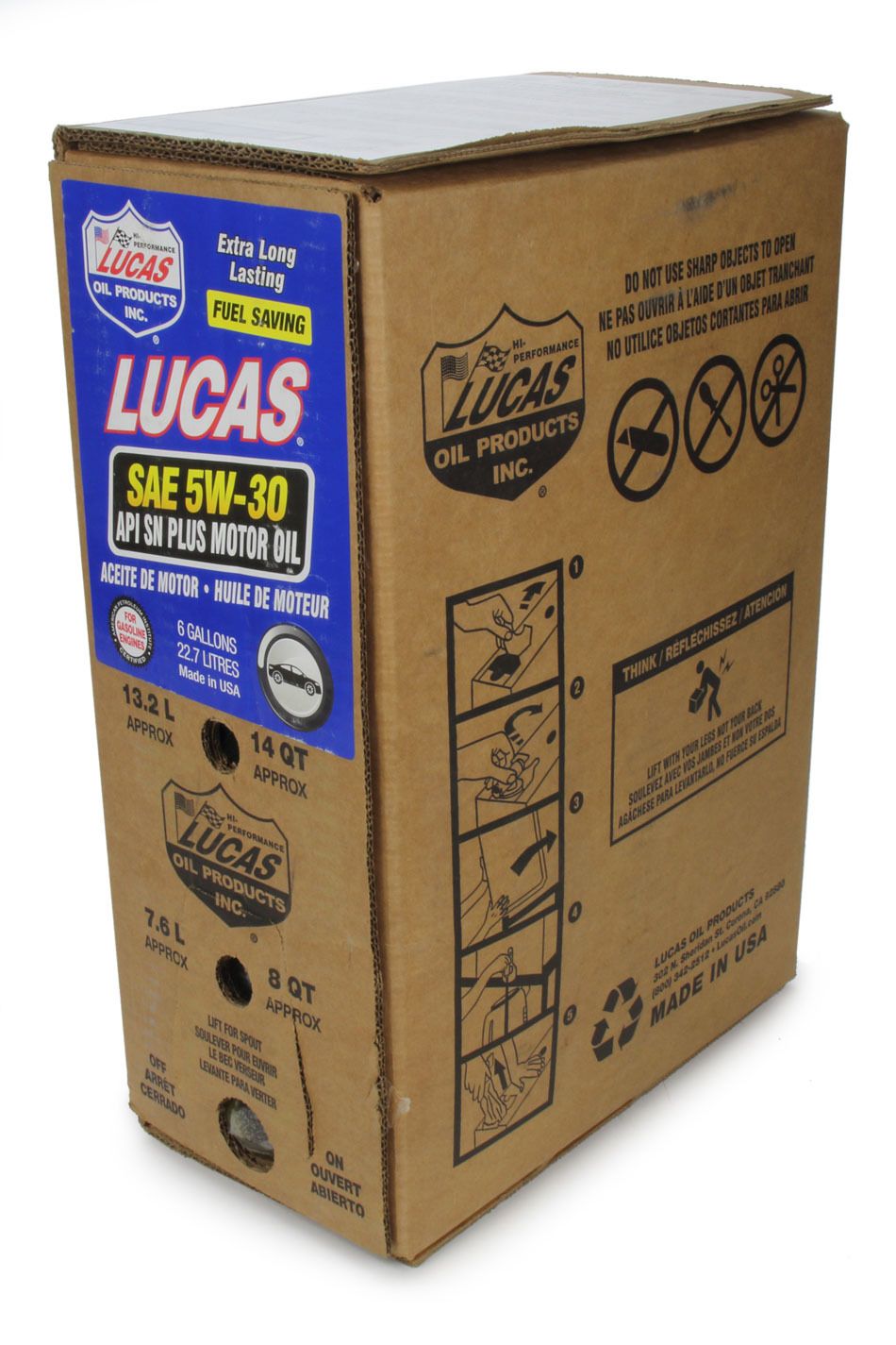 LUCAS OILSAE 5W30 Motor Oil 6 Gallon Bag In Box