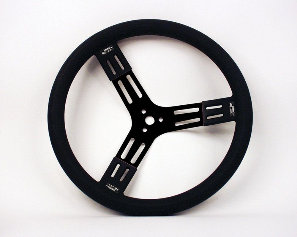 LONGACRE15in. Steering Wheel Black Steel Smooth Grip