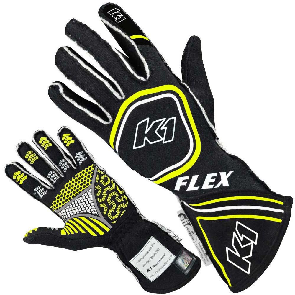 K1 RACEGEAR Glove Flex Small Black / Flo Yellow SFI / FIA