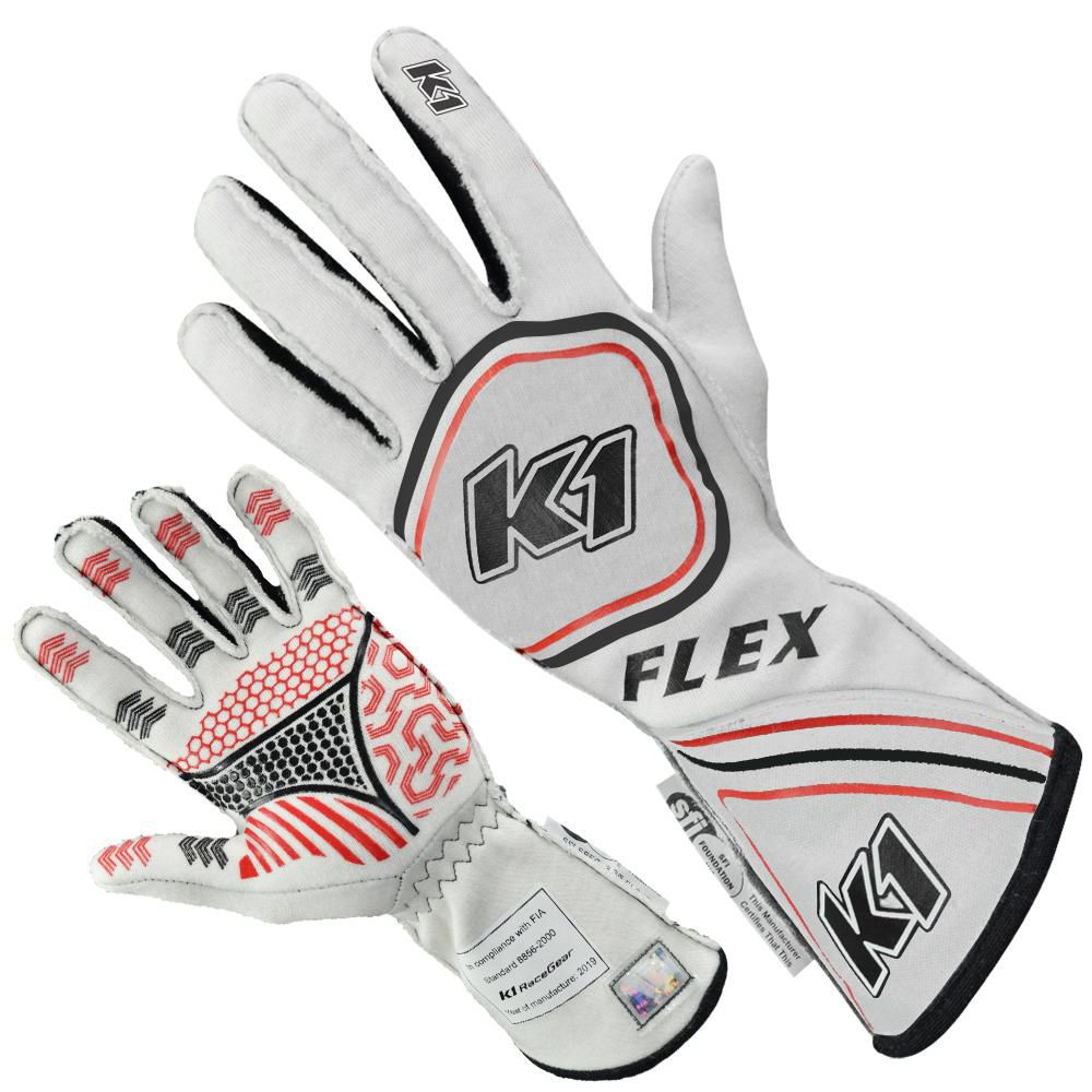 K1 RACEGEARGlove Flex Small White SFI / FIA