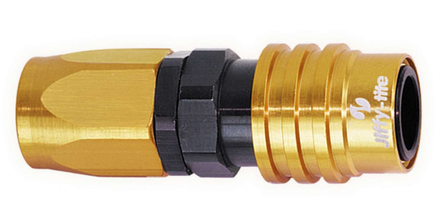 JIFFY-TITEQ/R #6 Straight Hose End Gold/Black