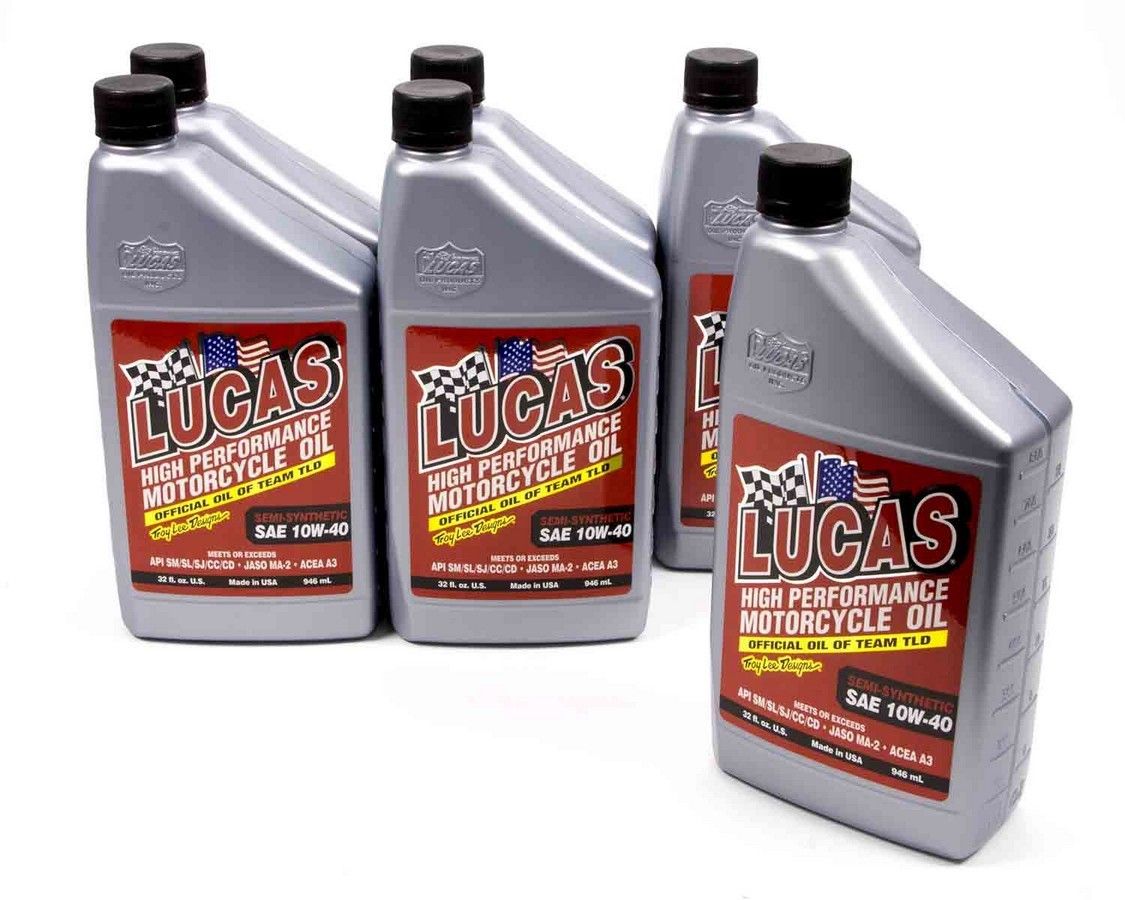 LUCAS OILSemi-Syn 10w40 Motor- cycle Oil 6x1 Qt
