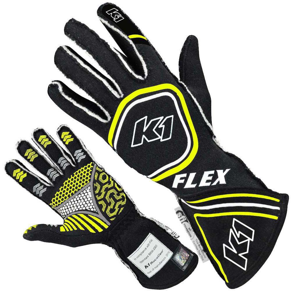 K1 RACEGEARGlove Flex Large Black / Flo Yellow SFI / FIA