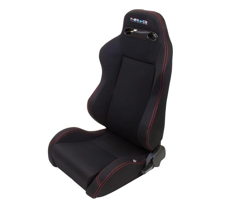 NRG INNOVATIONSeat Type-R Reclinable Black Cloth w/Red Stitch