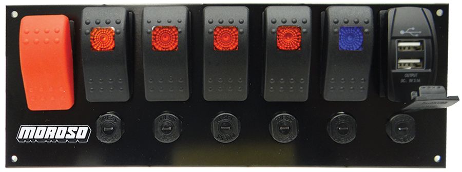 MOROSORocker LED Switch Panel w/Breakers & USB Ports