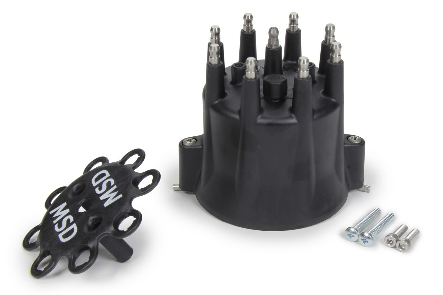 MSD IGNITIONDistributor Cap & Ret- Chevy V8 HEI- Black