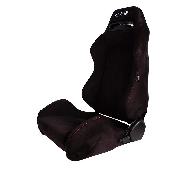 NRG INNOVATIONSeat Type-R Reclinable Black Suede w/Red Stich