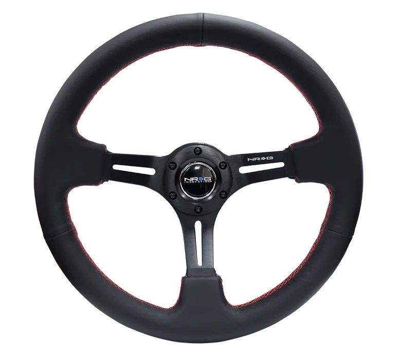 NRG INNOVATIONSteering Wheel 350mm 3in Dish Black Leather w/Red