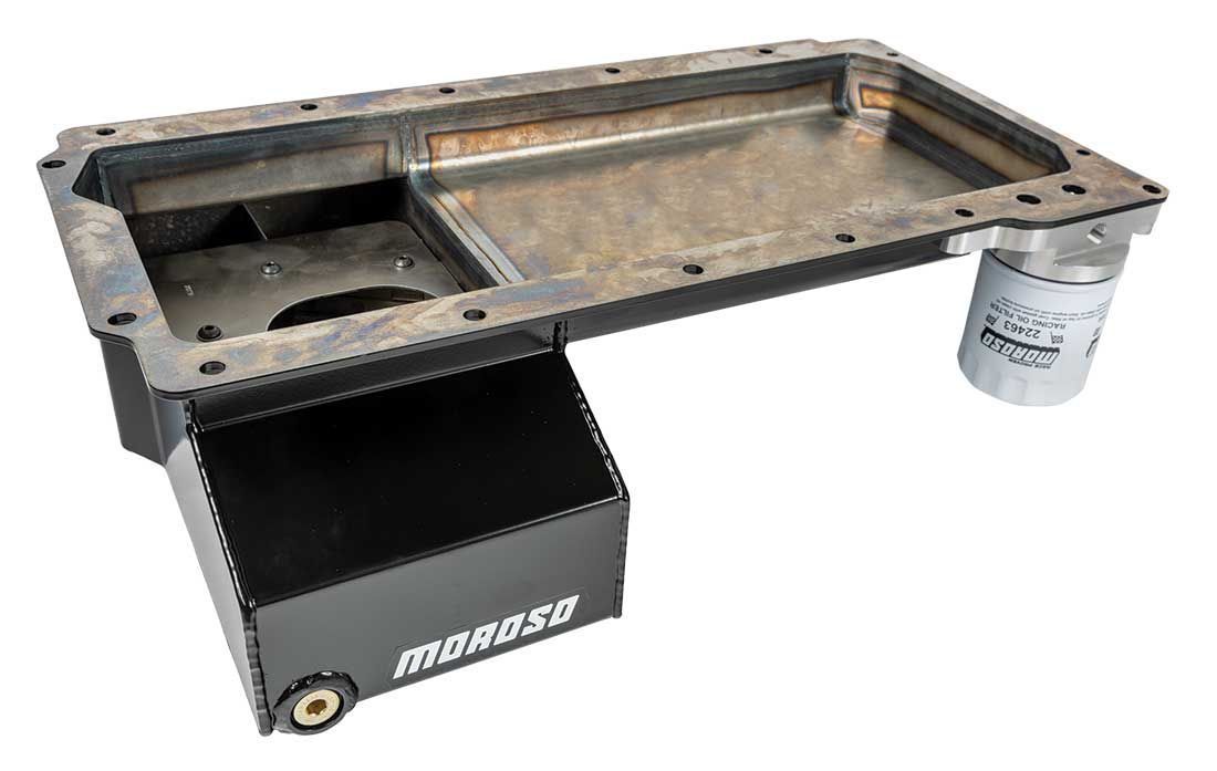 MOROSOLS Front Sump Steel Oil Pan w/Oil Filter Adapter